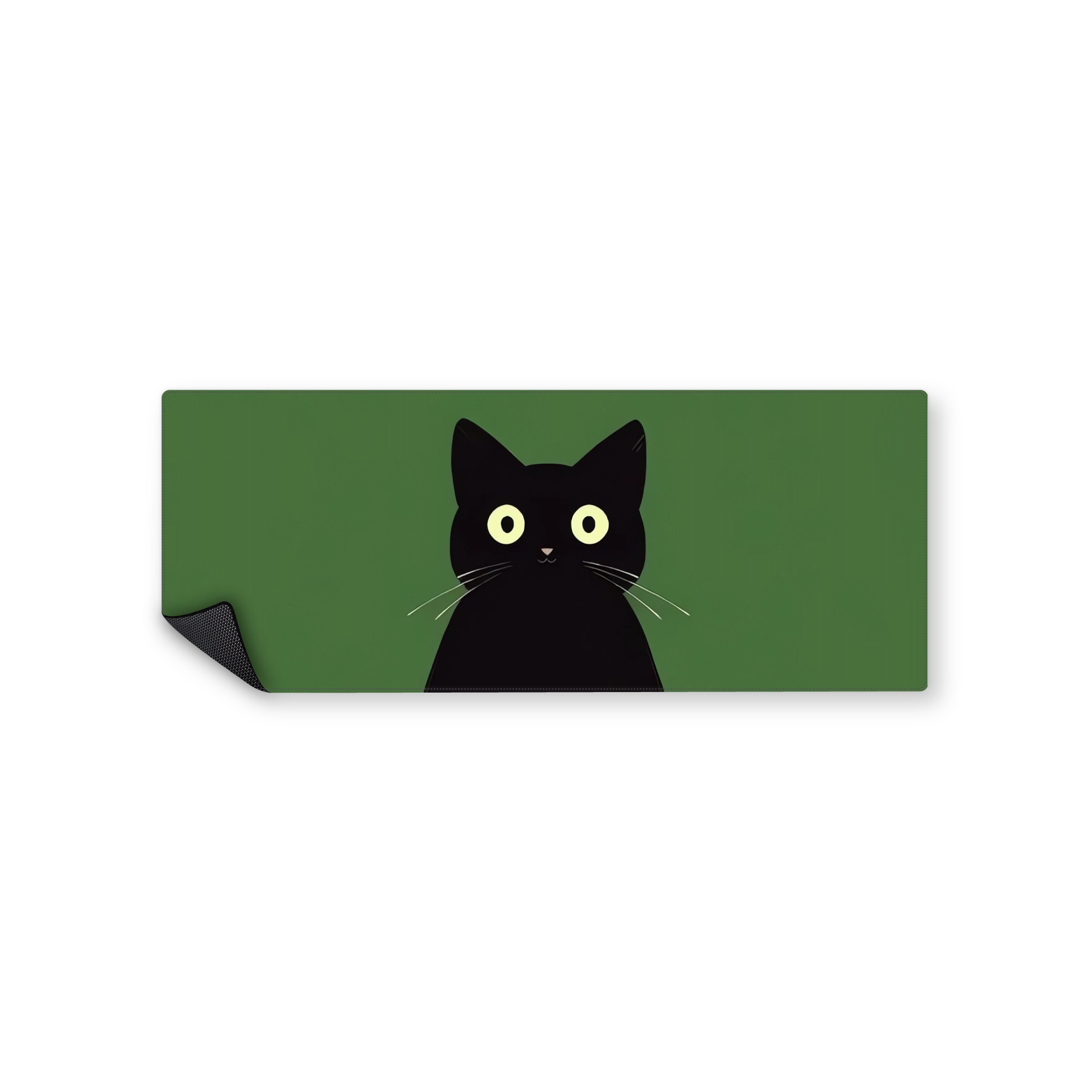 Mousepad Gato negro fondo verde 82x32 Classic | PERSONALIZADO