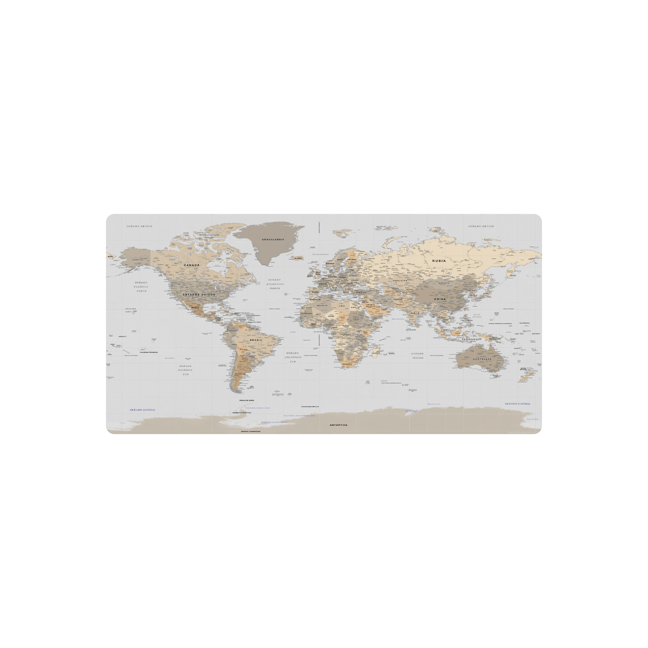 Mousepad Mapamundi sepia 80x40 PRO | PERSONALIZADO