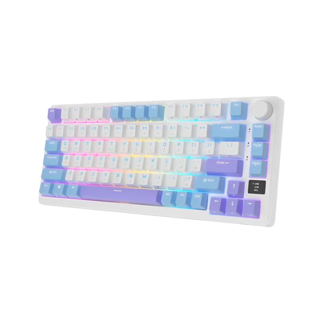 Teclado mecânico sem fio Royal Kludge M75 75% Linear Switch prateado - Taro Milk | MgM IMP