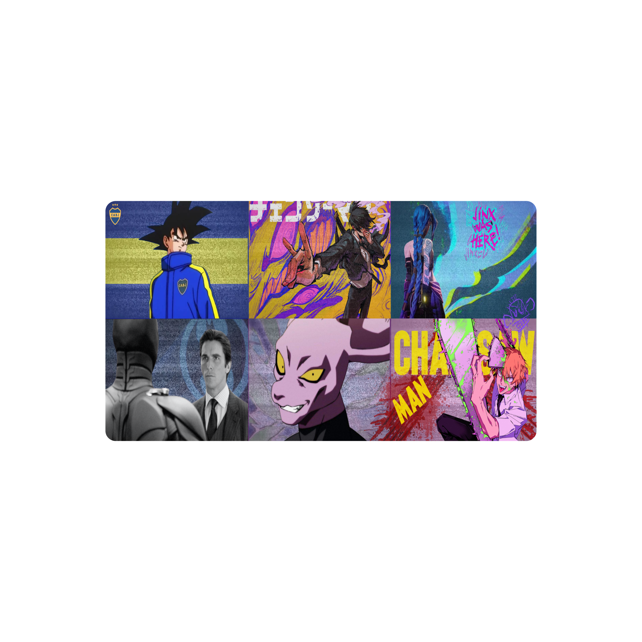 Mousepad Chainsaw Man X Dragon Ball X Jinx X Batman 67x37 Classic | PERSONALIZADO