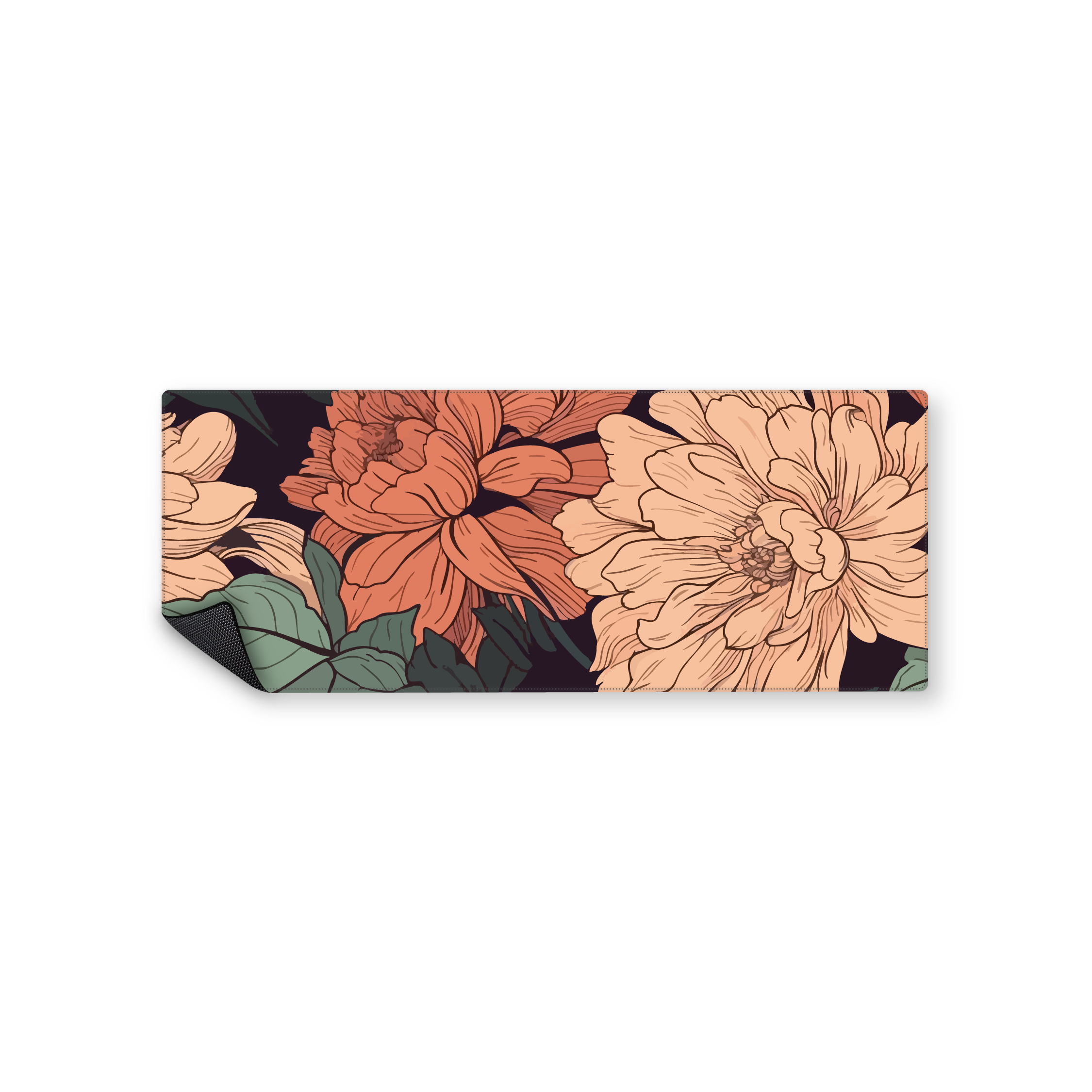 Mousepad Floral con negro 82x32 Classic | PERSONALIZADO