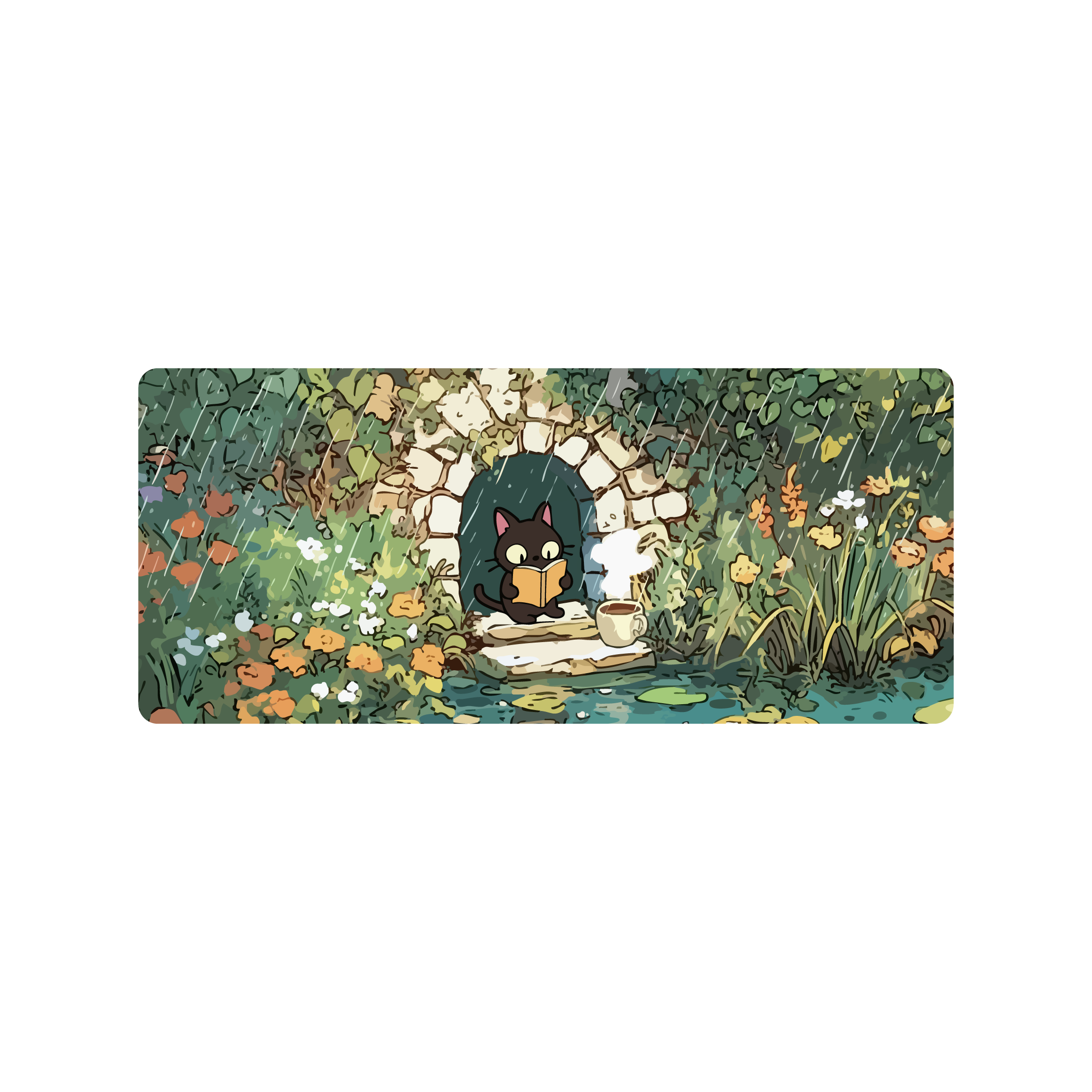 Mousepad Gatito leyendo 70x30 Classic | PERSONALIZADO