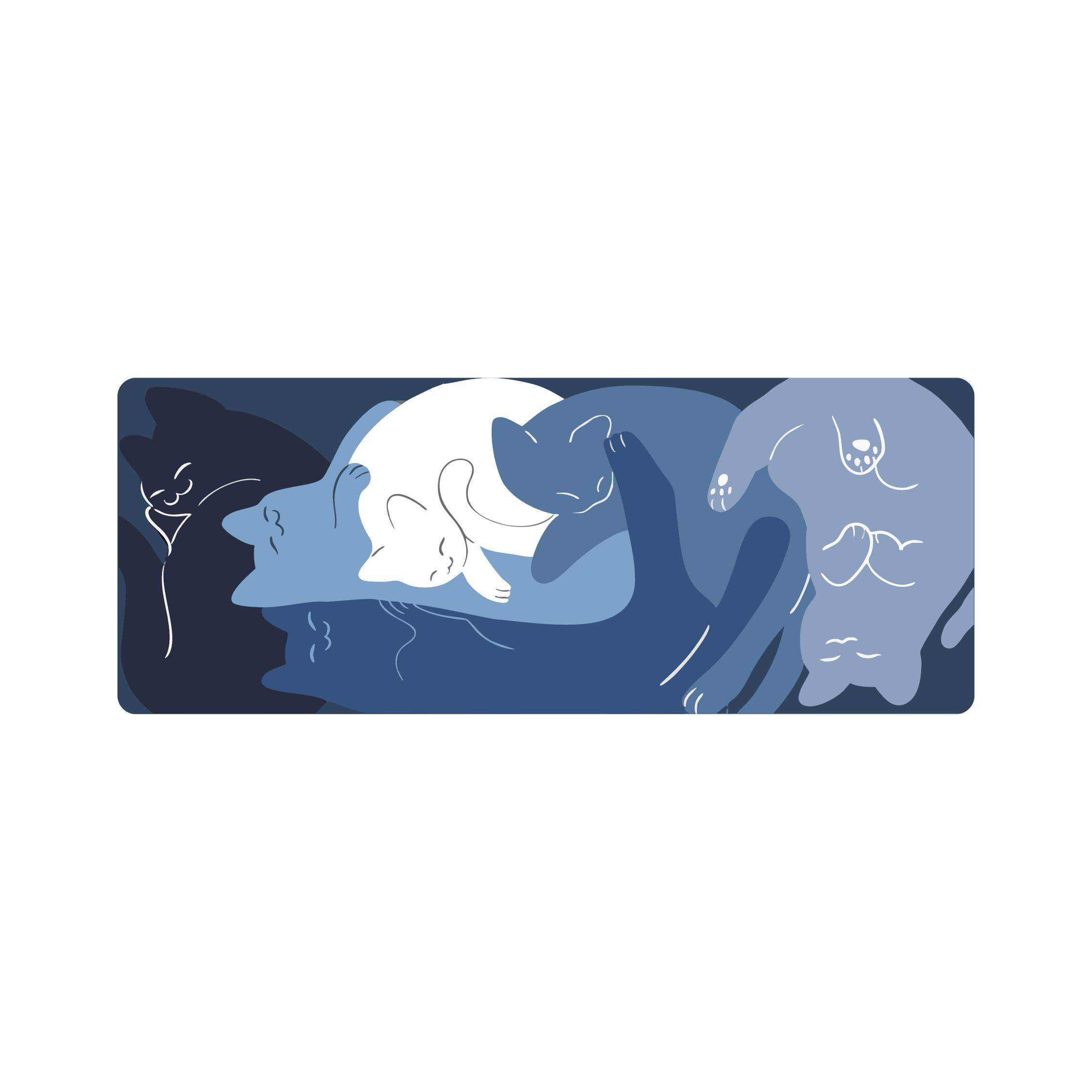 Mousepad Gatos azul y blanco 78x30 Classic | PERSONALIZADO