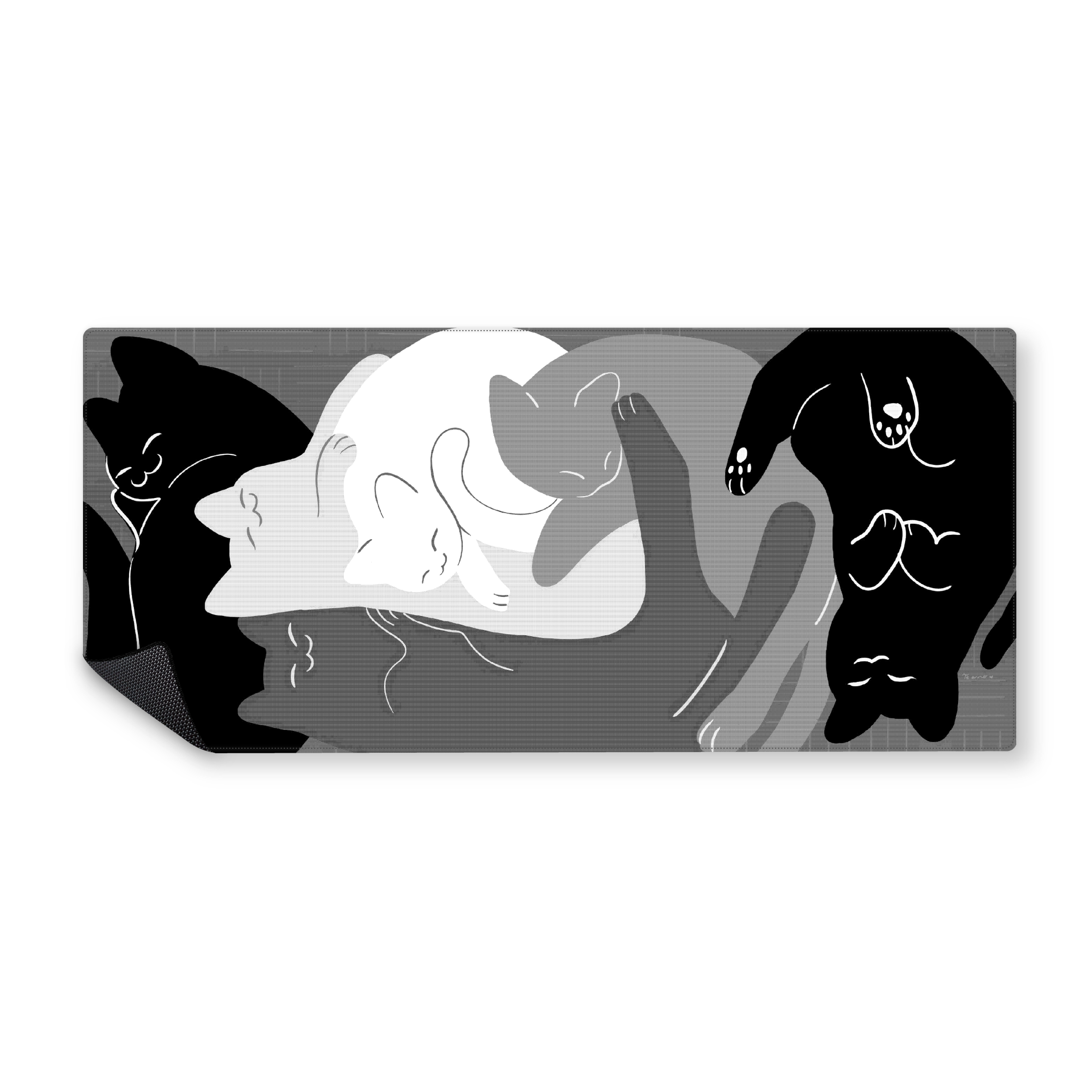 Mousepad Gatos Blanco y Negro 90x40 PRO | PERSONALIZADO