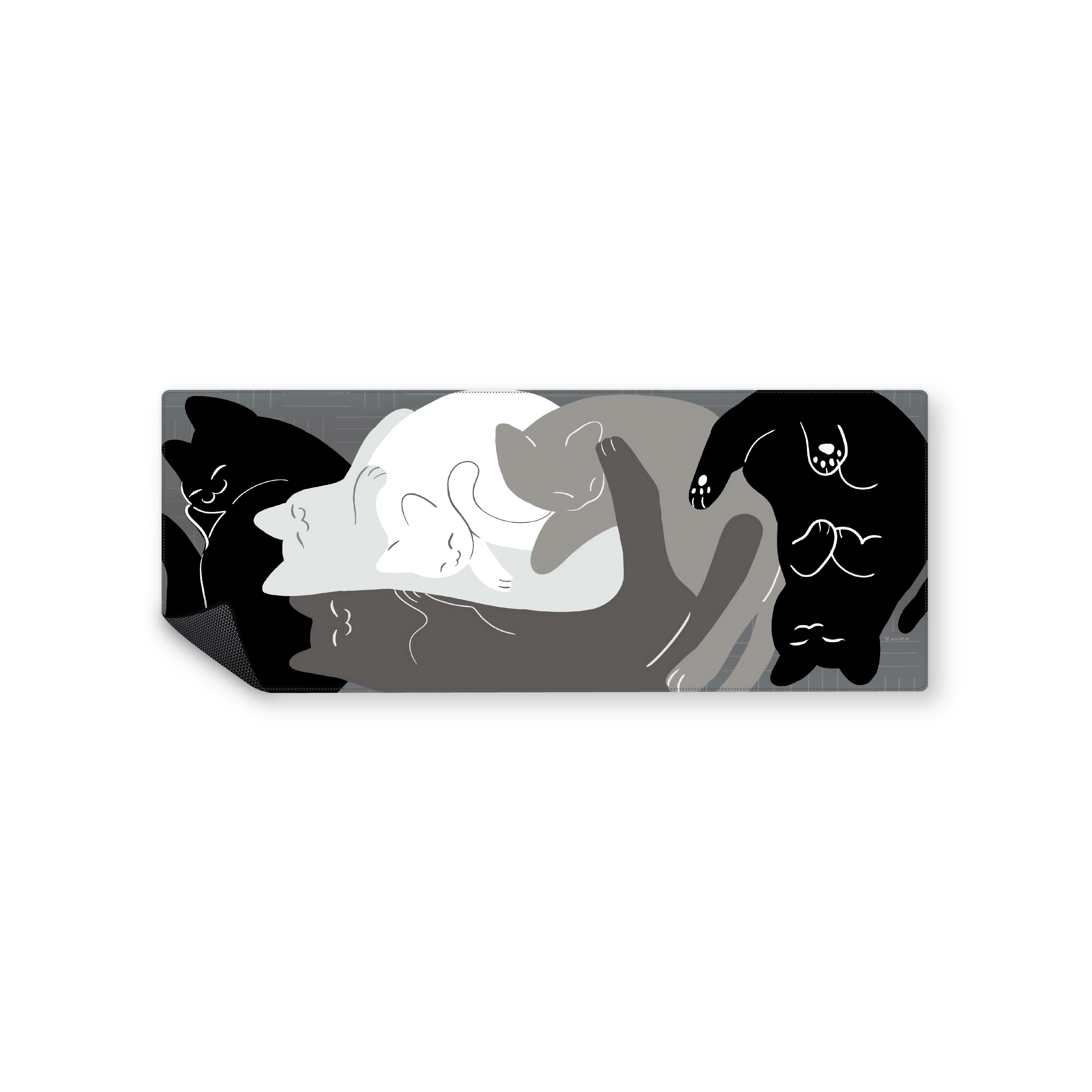 Mousepad Gatos blanco y negro 82x32 Classic | PERSONALIZADO