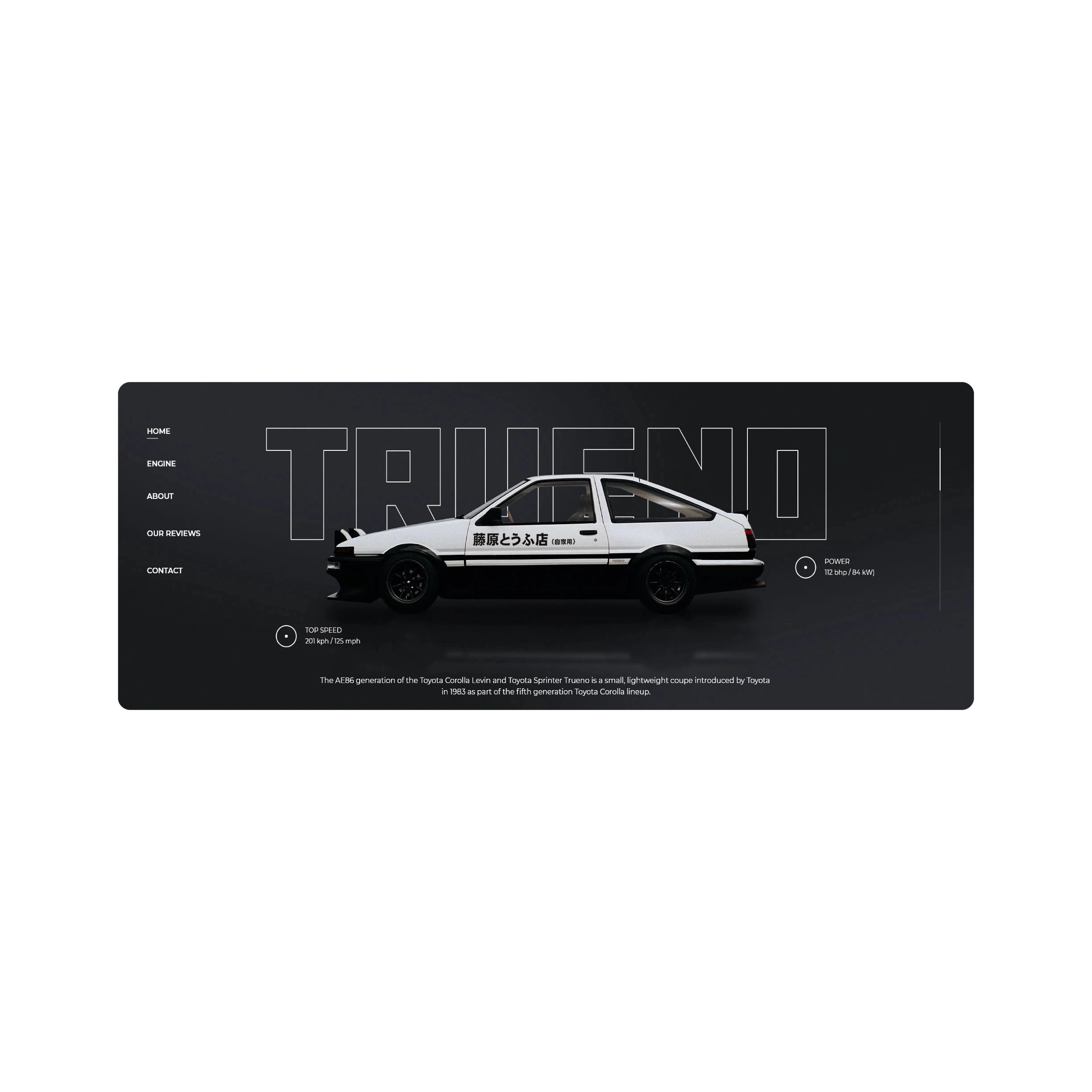 Mousepad Toyota AE86 Main Menu 80x30 Classic | PERSONALIZADO