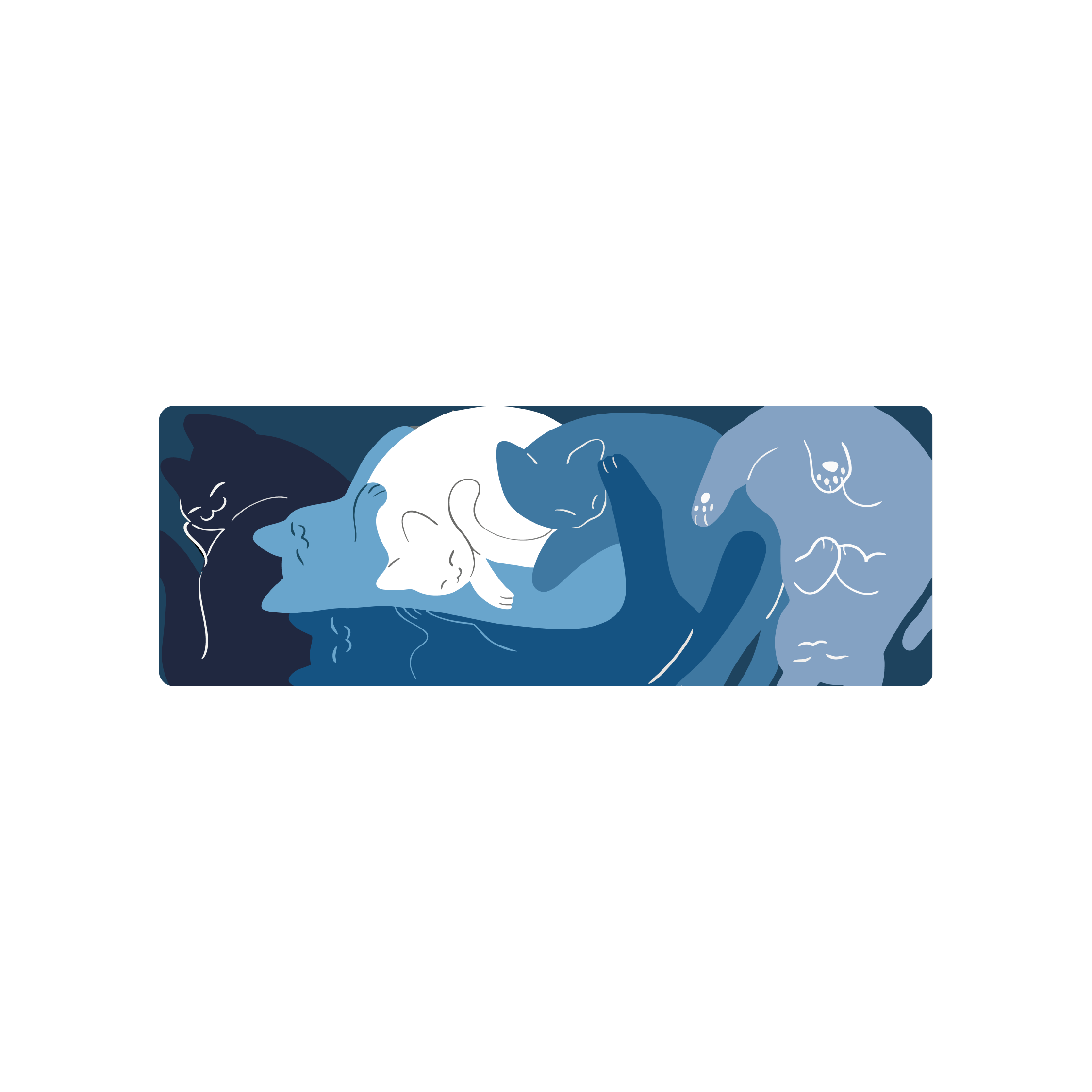 Mousepad Gatos azul y blanco 140x50 Classic | PERSONALIZADO