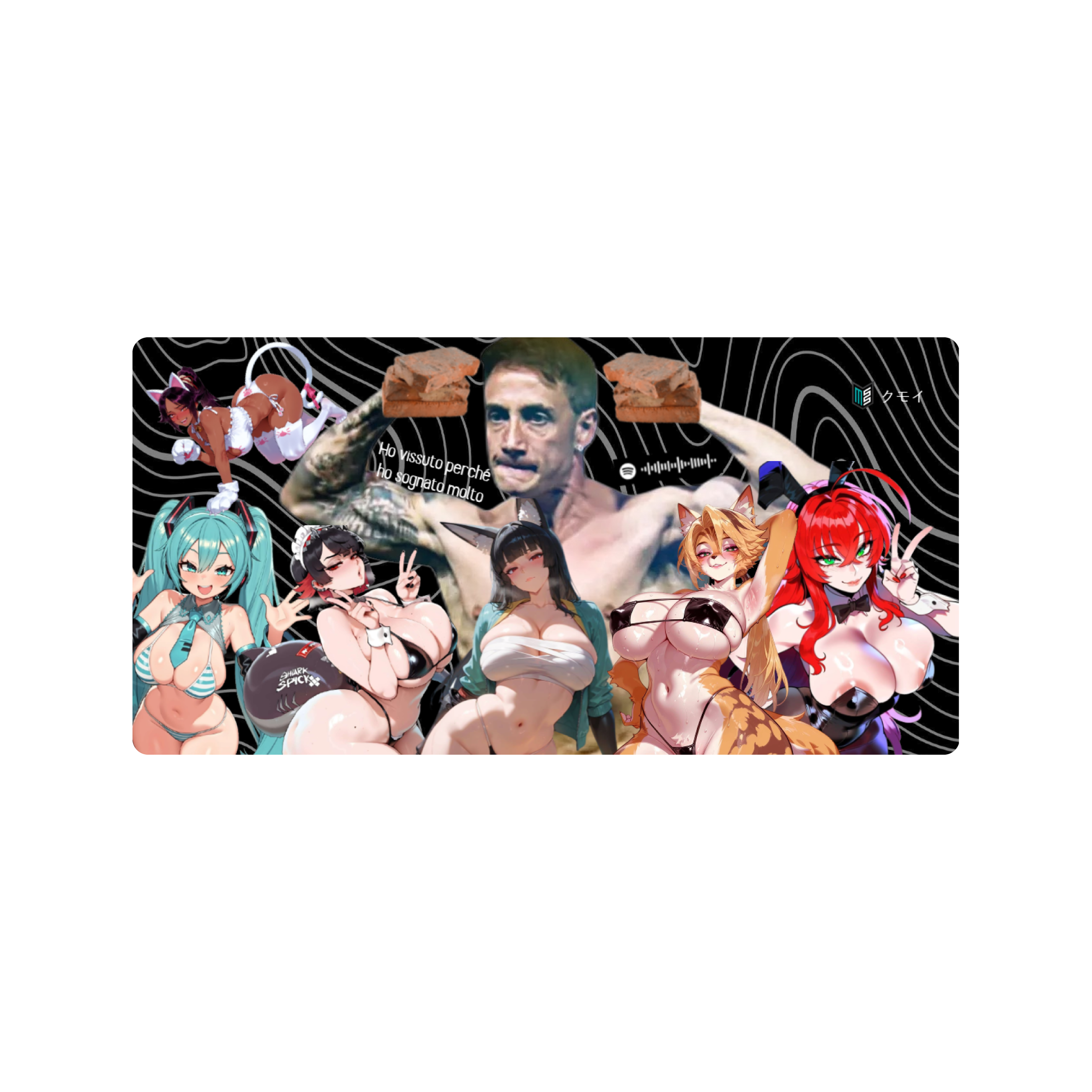 Mousepad gatitas lindas y papa mono 90x45 Classic | PERSONALIZADO