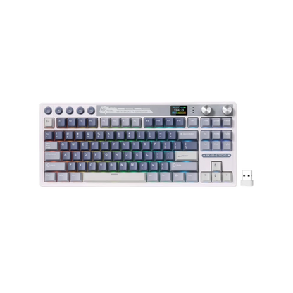 Teclado mecânico sem fio Royal Kludge RKM87 75% RGB com interruptor creme | MgM IMP