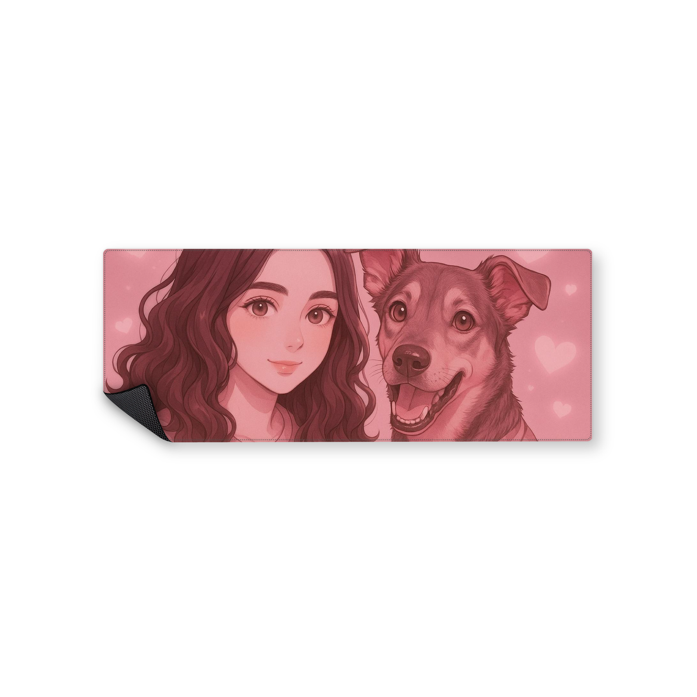 Mousepad rosa chica con perrito 82x32 Classic | PERSONALIZADO